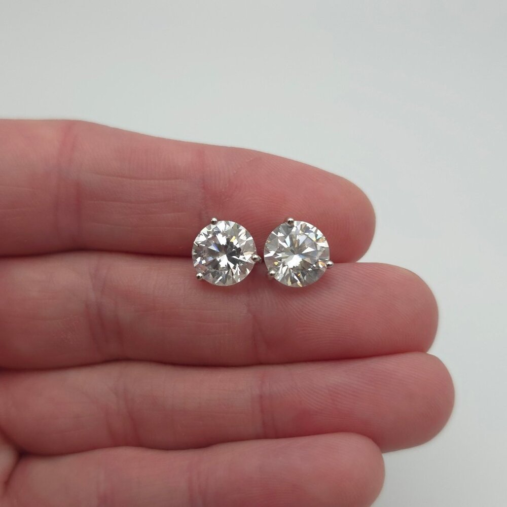 Sterling Silver Large Single Round Cubic Zirconia Stud Earrings A455